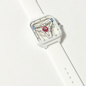 Unique Men’s Quartz Watch. White Ceramic Case, Silicone Band